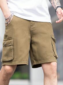 Manfinity EMRG 男士棉側翻蓋口袋工裝短褲