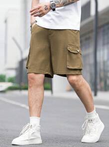 Manfinity EMRG 男士棉側翻蓋口袋工裝短褲