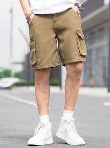 Manfinity EMRG 男士棉側翻蓋口袋工裝短褲