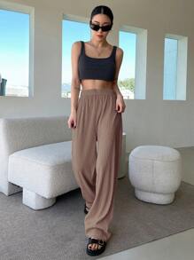 DAZY Quần nữ màu trơn Giải trí - Màu Khaki - Xem 3