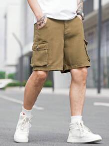 Manfinity EMRG 男士棉側翻蓋口袋工裝短褲