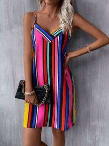 SHEIN VCAY Striped Print Cami Dress
