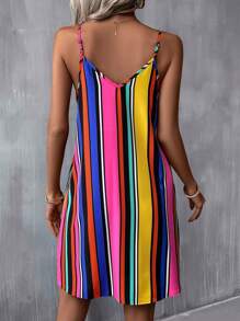 SHEIN VCAY Striped Print Cami Dress
