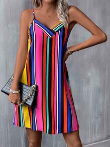 SHEIN VCAY Striped Print Cami Dress