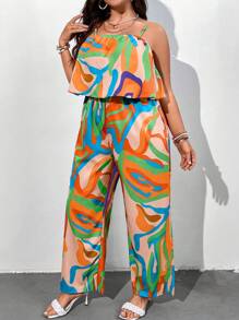 SHEIN Clasi Jumpsuits Plus Size phân lớp Tất cả trên in Giải trí - trái cam - Xem 6