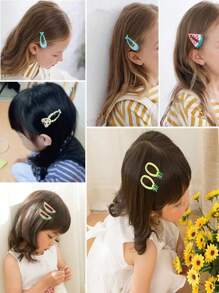 100pcs Random Pattern Girls Cartoon Monkey & Dog Design Cute Snap Clip For Hair Decoration - Multicolor - View 2