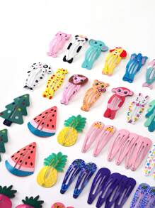 100pcs Random Pattern Girls Cartoon Monkey & Dog Design Cute Snap Clip For Hair Decoration - Multicolor - View 3