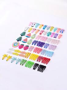 100pcs Random Pattern Girls Cartoon Monkey & Dog Design Cute Snap Clip For Hair Decoration - Multicolor - View 5