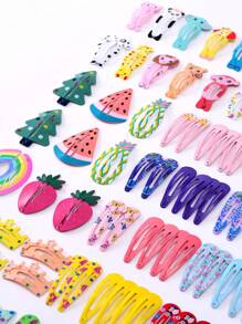 100pcs Random Pattern Girls Cartoon Monkey & Dog Design Cute Snap Clip For Hair Decoration - Multicolor - View 6