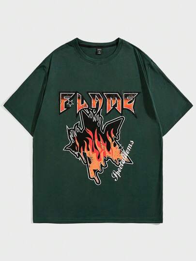 Street Life Ragazzi Maglietta con grafica fuoco e lettere