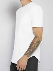 Manfinity NiteLyfe Men Solid Pocket Patched Tee - White - View 3