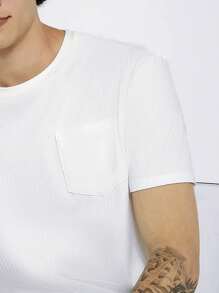 Manfinity NiteLyfe Men Solid Pocket Patched Tee - White - View 4