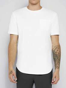 Manfinity NiteLyfe Men Solid Pocket Patched Tee - White - View 5