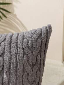 1入組無填充物素色簇絨靠墊套，深灰色織物抱枕套，適用於客廳沙發 - 深灰色 - 查看 4