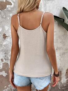 SHEIN VCAY 素色交叉吊帶上衣 - 米色 - 查看 2