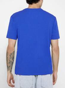 Manfinity NiteLyfe Men Solid Round Neck Tee - Royal Blue - View 2
