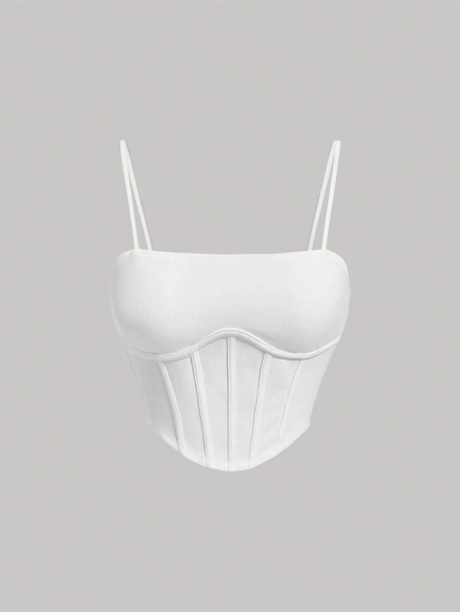 SHEIN MOD Áo khoác và áo lót dành cho xe tăng nữ Bất đối xứng màu trơn Giải trí - trắng - Xem 1