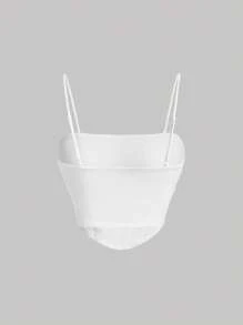 SHEIN MOD Áo khoác và áo lót dành cho xe tăng nữ Bất đối xứng màu trơn Giải trí - trắng - Xem 2