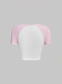 SHEIN MOD Slogan & Strawberry Print Raglan Sleeve Crop Tee Strawberry Sweetie Pie - White - View 2