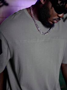 EASEVO Men Plus Cotton Letter Graphic Tee & Shorts - Grey - View 5