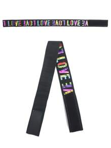 1pc Letter Graphic Adjustable Wig Elastic Headband With Comb - Multicolor - View 3