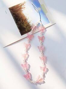 1pc Butterfly & Faux Pearl Decor Phone Lanyard Gifts For Mother, Family, Friends, Birthday, Holiday Phone Charm, Phone Chain