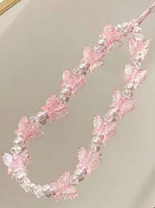 1pc Butterfly & Faux Pearl Decor Phone Lanyard Gifts For Mother, Family, Friends, Birthday, Holiday Phone Charm, Phone Chain