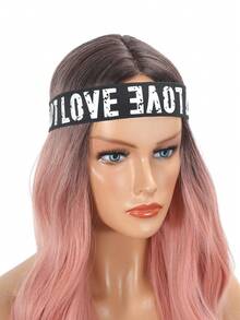 1pc Letter Graphic Adjustable Wig Elastic Headband With Comb - White - View 7