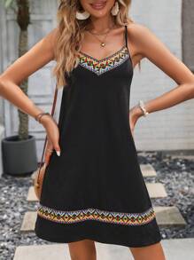 Breezaya Geo Tape Cami Dress Vacation Beach Outfits Women