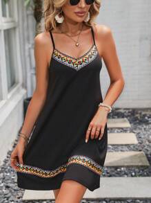 Breezaya Geo Tape Cami Dress Vacation Beach Outfits Women