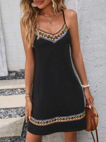 Breezaya Geo Tape Cami Dress Vacation Beach Outfits Women