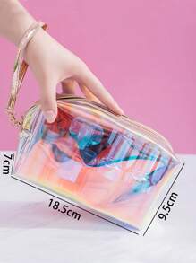 1pc Holographic Translucent Cosmetic Bag - Multicolor - View 2