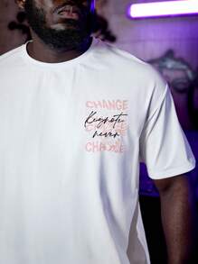 Manfinity RebelGame 男士棉標語圖案T恤和短褲 - 彩色 - 查看 4