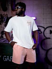 Manfinity RebelGame 男士棉標語圖案T恤和短褲 - 彩色 - 查看 6