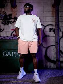 Manfinity RebelGame 男士棉標語圖案T恤和短褲 - 彩色 - 查看 7