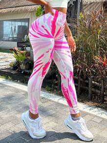 Easithlete Quần Leggings Thể thao Nữ Xù Cà vạt nhuộm - Nhiều màu - Xem 2