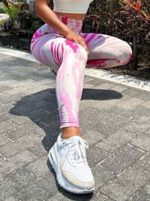 Easithlete Quần Leggings Thể thao Nữ Xù Cà vạt nhuộm - Nhiều màu - Xem 4