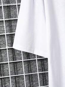 男士字母和山印花落肩T恤 - 白色 - 查看 5