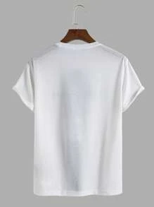 Manfinity 男士字母圖案T恤 - 白色 - 查看 2