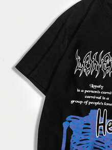 ROMWE MEN Street Life Áo thun nam Slogan Loại bướm Đường phố - màu đen - Xem 5