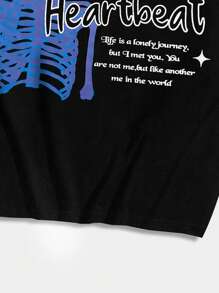 ROMWE MEN Street Life Áo thun nam Slogan Loại bướm Đường phố - màu đen - Xem 6