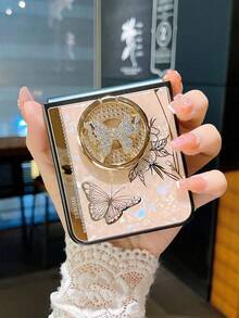 Ốp điện thoại chống rơi họa tiết hình con bướm có giá đỡ nhẫn - Nhiều màu - Xem 4