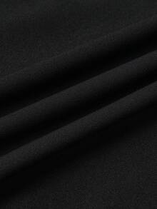 Celure Đầm Plus Size Vắt Dây kéo Xù màu trơn Giải trí - màu đen - Xem 3