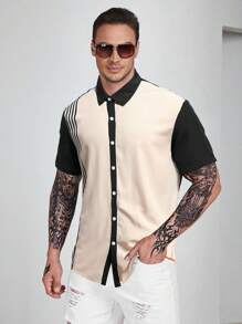 Manfinity Homme Men Plus Striped Print Shirt Without Tee - Multicolor - View 7