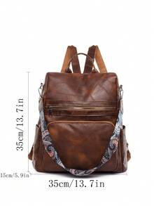 後背包大容量新風格女士包簡約風旅行包燈休閒書包 - 棕色 - 查看 4