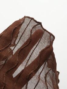 DAZY Solid Button Front Crop Tee - Brown - View 8