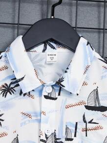 SHEIN Bộ hai mảnh Trai Dây kéo Túi Nút phía trước Nhiệt đới Boho - Màu Khaki - Xem 4