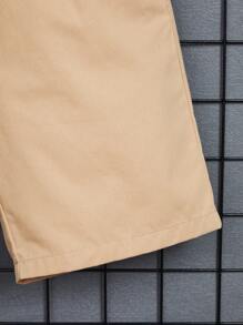 SHEIN Bộ hai mảnh Trai Dây kéo Túi Nút phía trước Nhiệt đới Boho - Màu Khaki - Xem 5