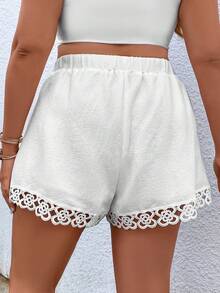 SHEIN LUNE Shorts con encaje en contraste - Blanco - Ver 2