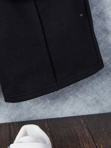 SHEIN 男孩標語圖案T恤和短褲和包 - 黑色 - 查看 4